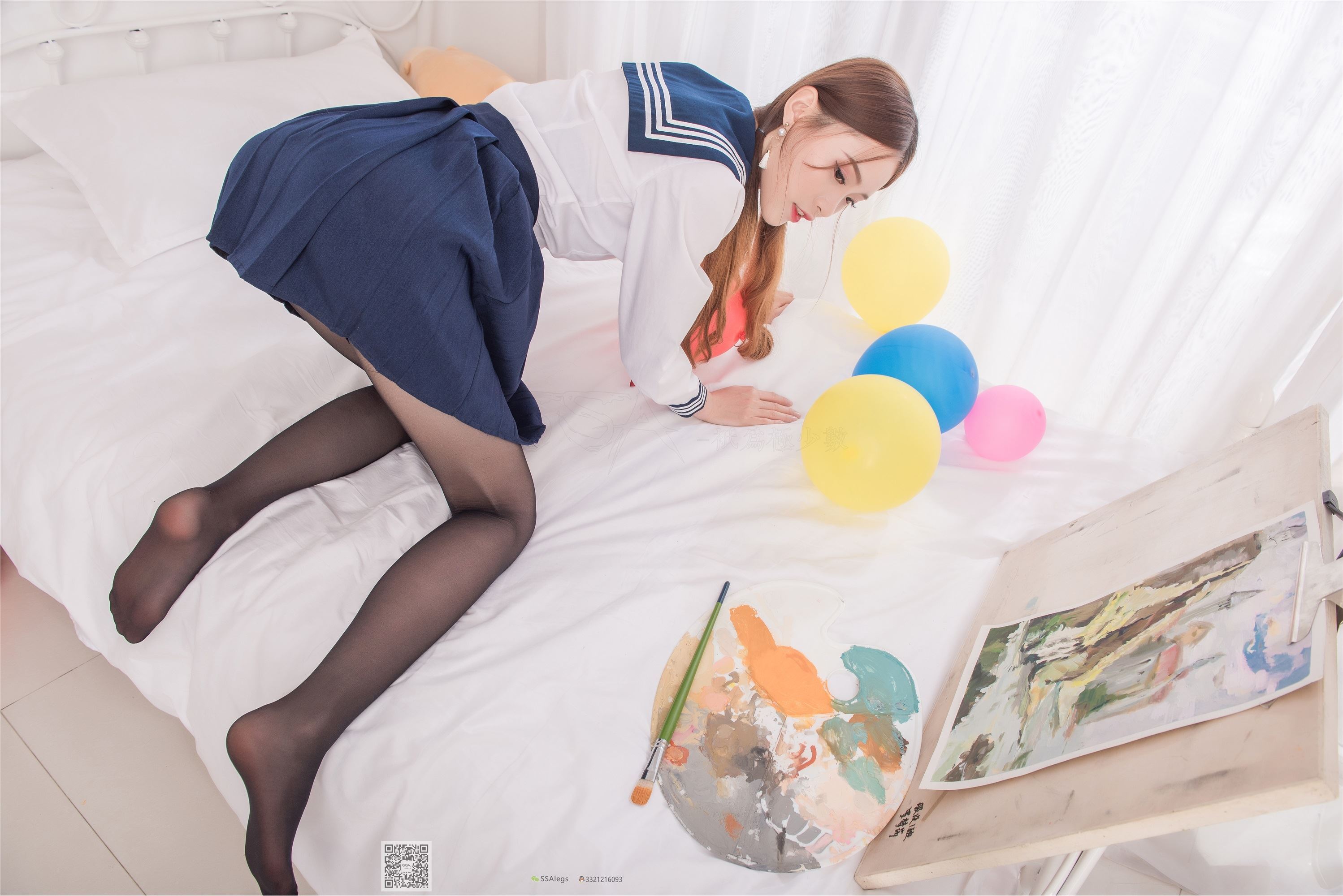 SSA丝社 NO.023 琪琪 笑容治愈女神琪琪的黑色开档丝袜